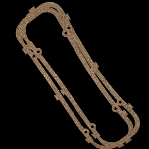 Brown cork gasket on black background.
