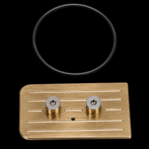 Brass plate with two screws and gasket.