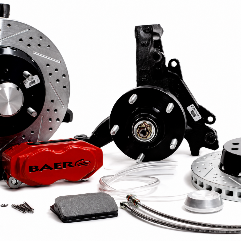 Automotive braking system parts and components display.