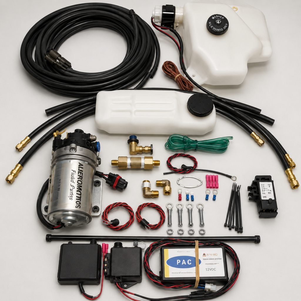 Car engine components and accessories set.