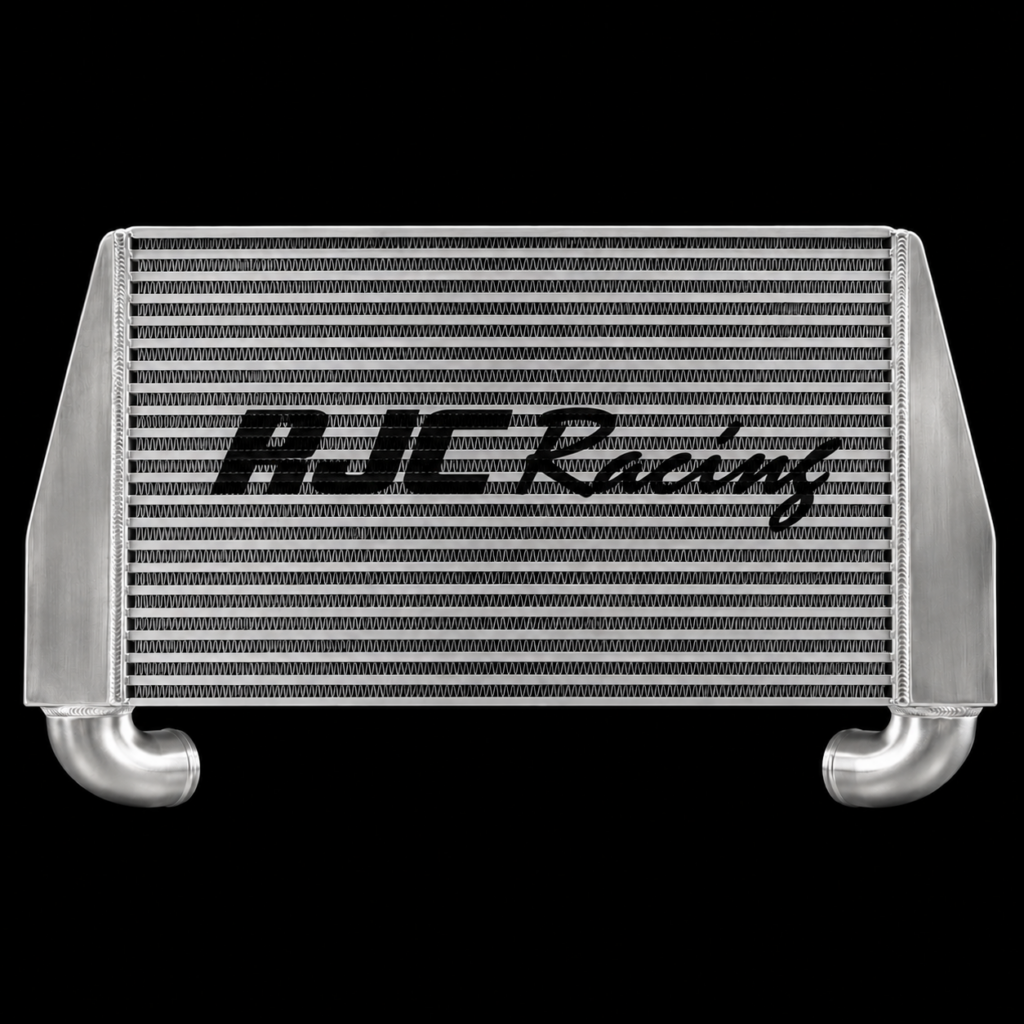 Car intercooler with AJC Racing logo.
