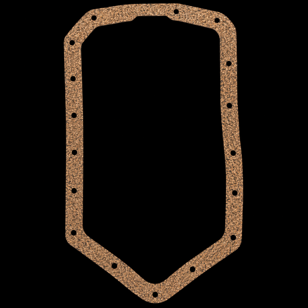 Rectangular cork gasket with bolt holes.