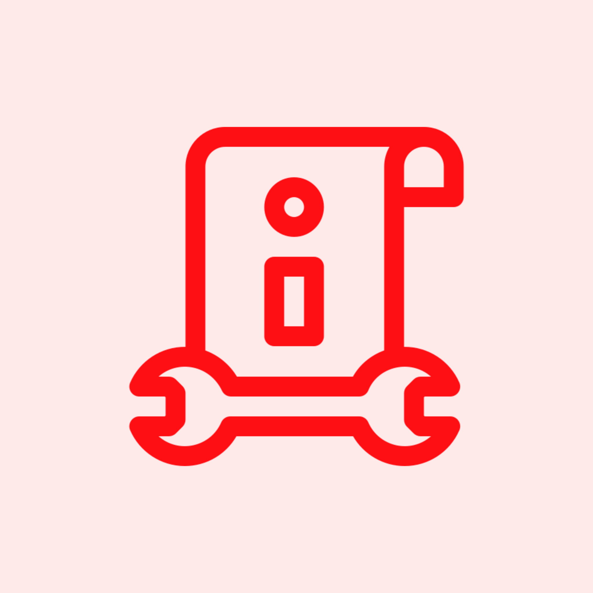 Red wrench and information icon on black.