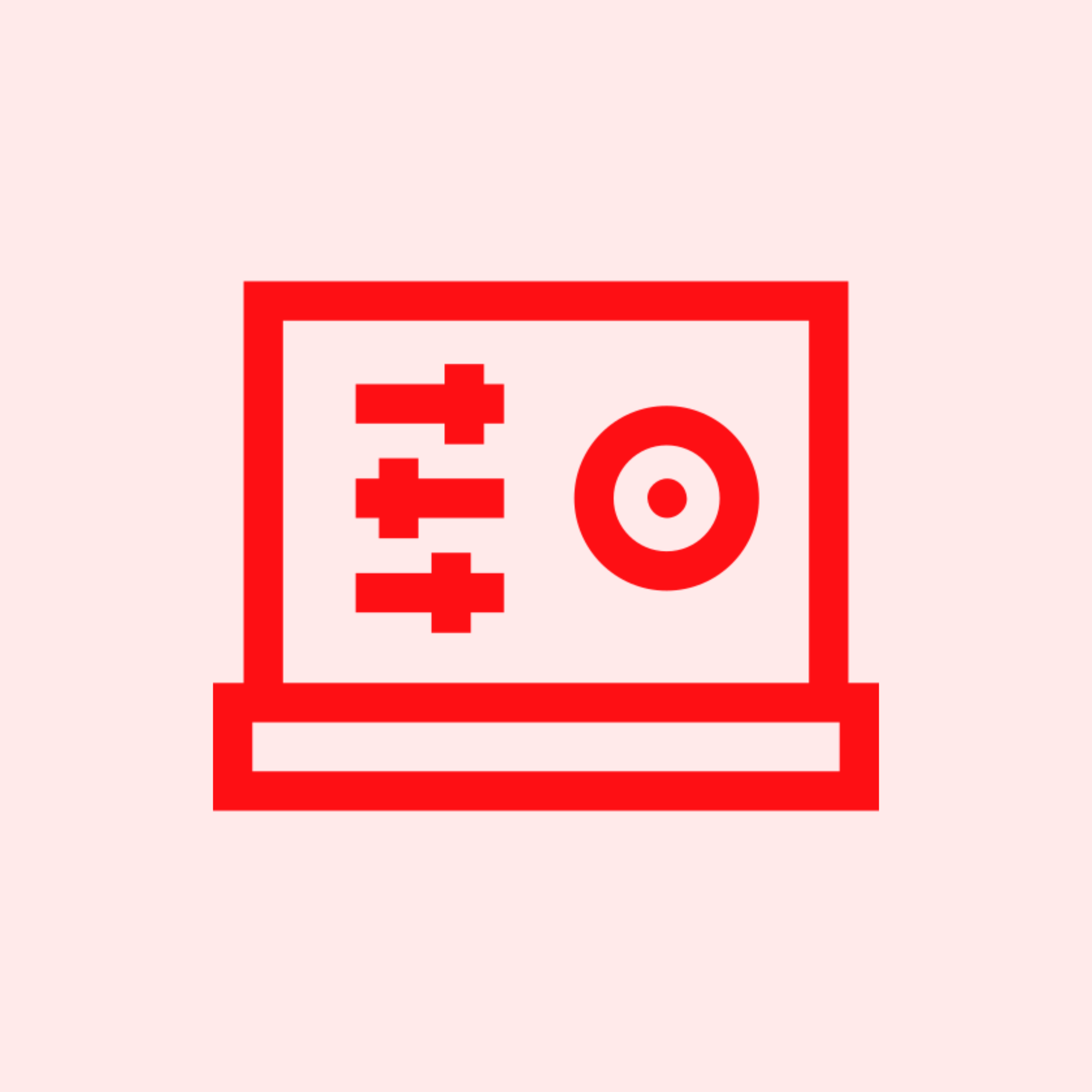 Red control panel icon on black background.