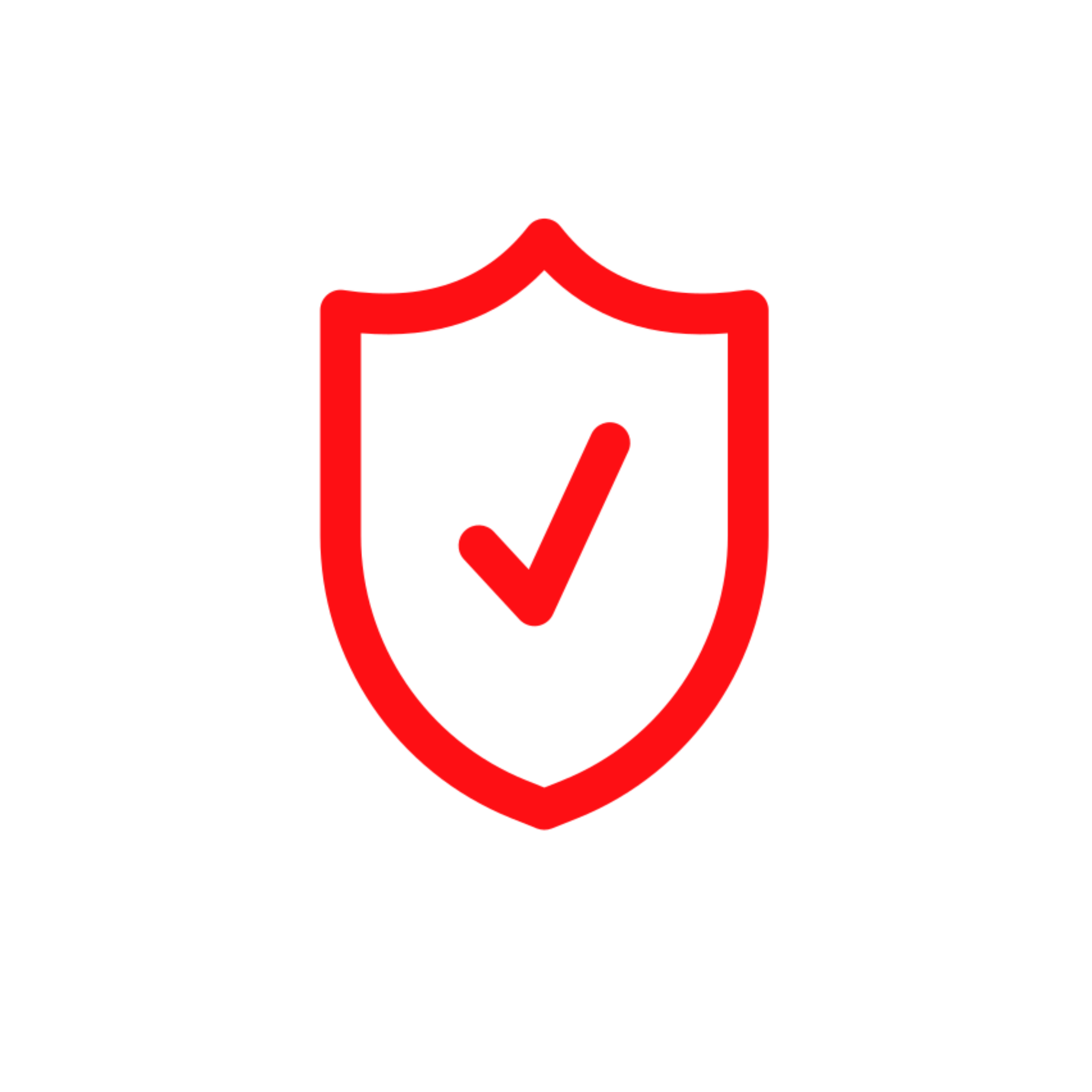 Red shield with check mark icon.