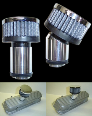 Angled valve cover breather filters