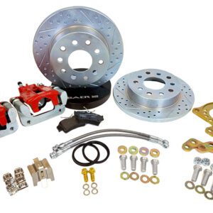 Car brake kit with calipers, rotors, and hardware