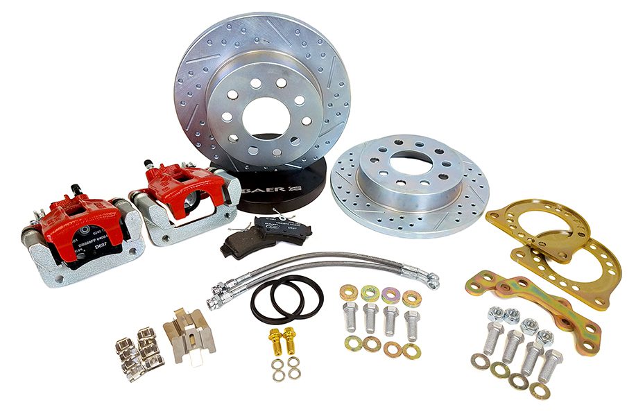 Car brake kit with calipers, rotors, and hardware